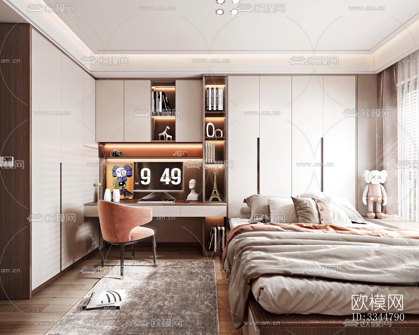现代卧室效果图下载（渲染图10）