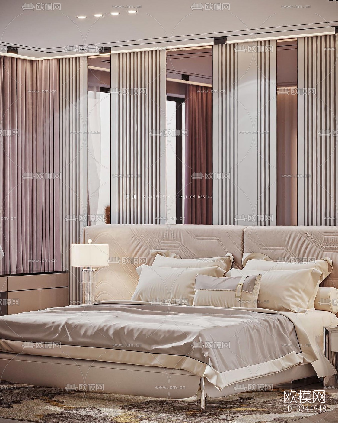 现代卧室效果图下载（渲染图1）