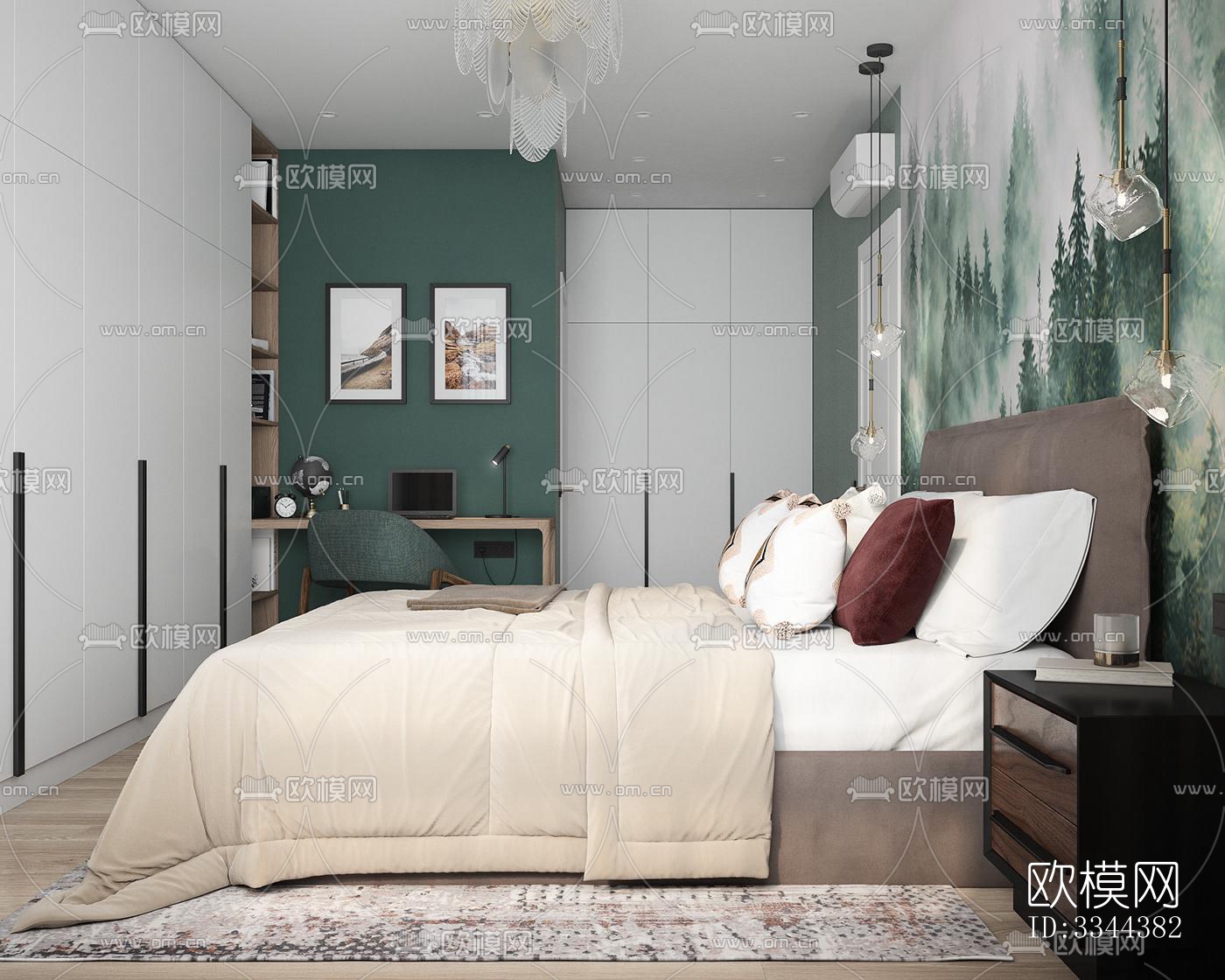 现代卧室效果图下载（渲染图3）