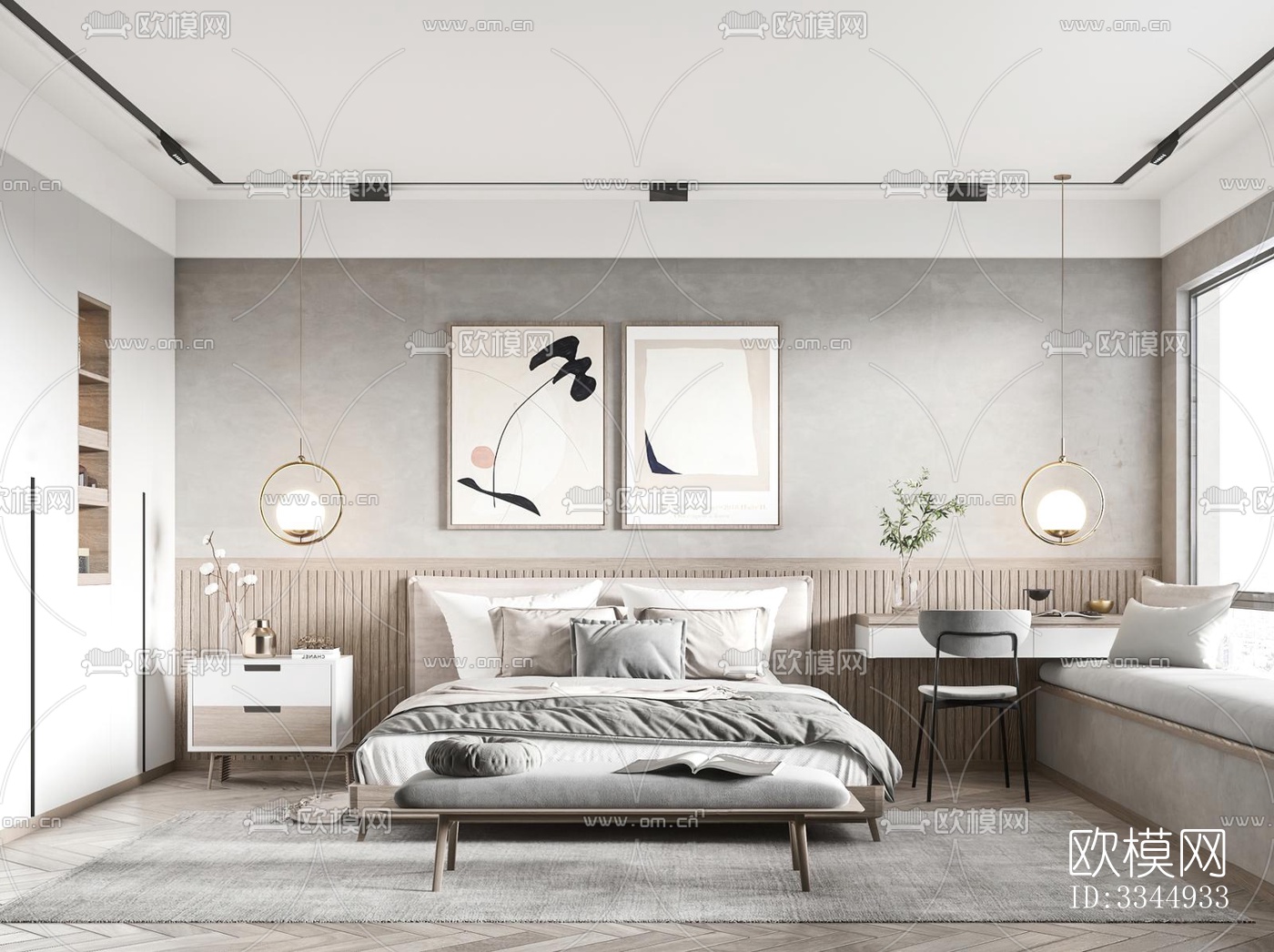 现代卧室效果图下载（渲染图4）