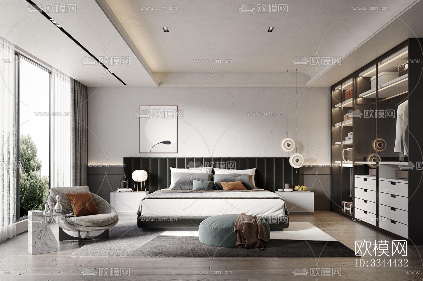 现代卧室效果图下载（渲染图13）