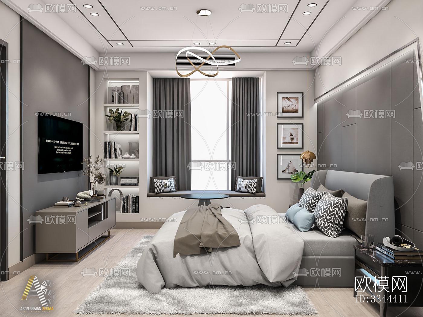 现代卧室效果图下载（渲染图5）