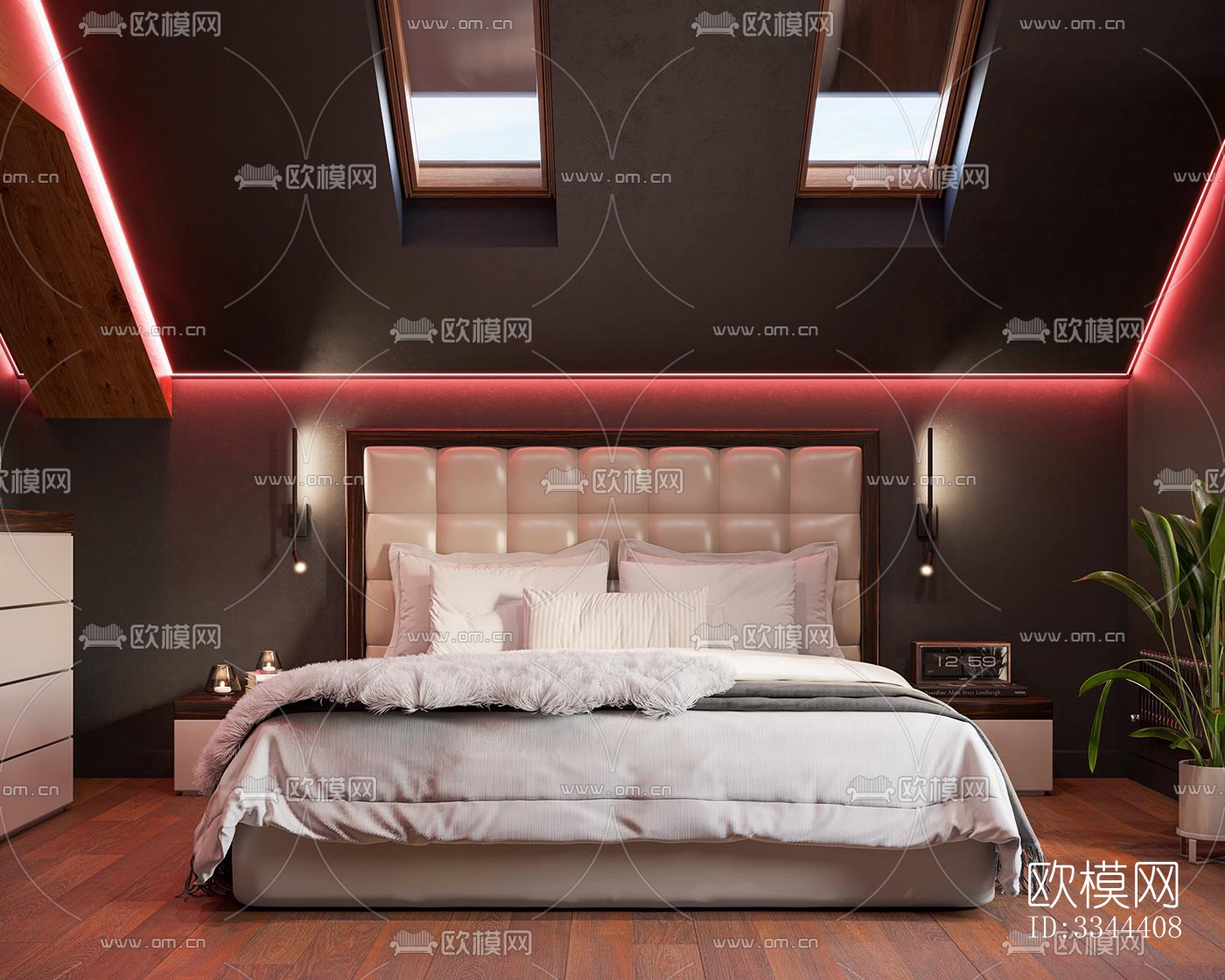 现代卧室效果图下载（渲染图4）