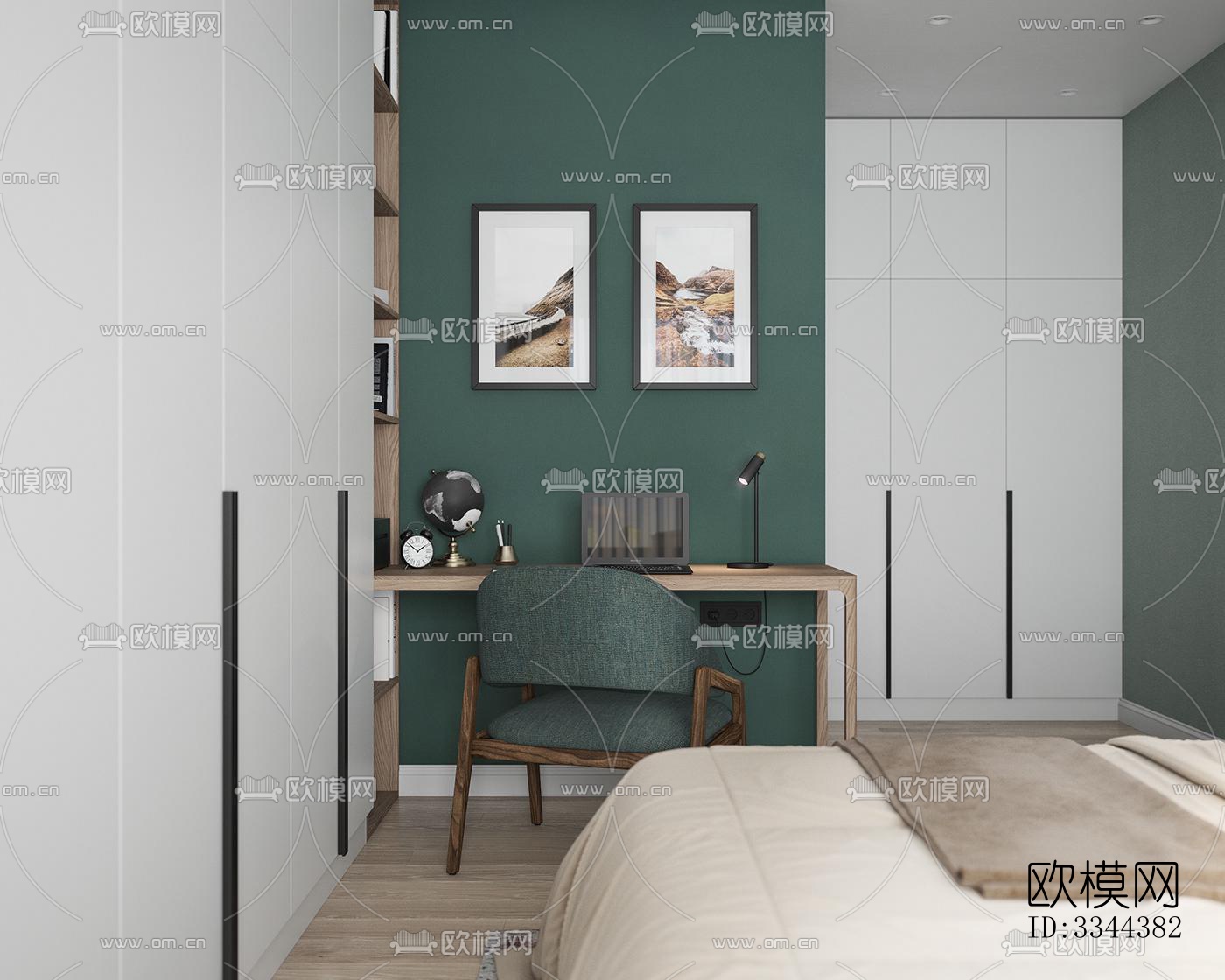 现代卧室效果图下载（渲染图4）