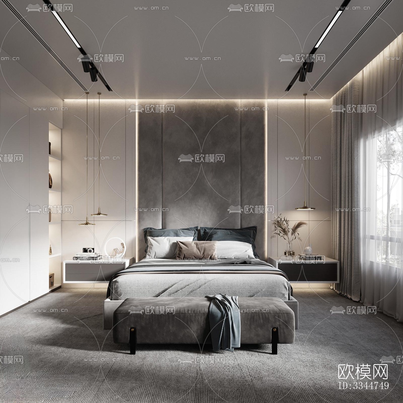 现代卧室效果图下载（渲染图6）