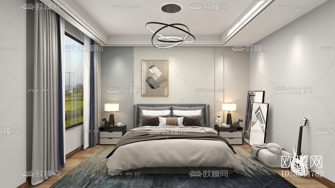 现代卧室效果图下载（渲染图11）