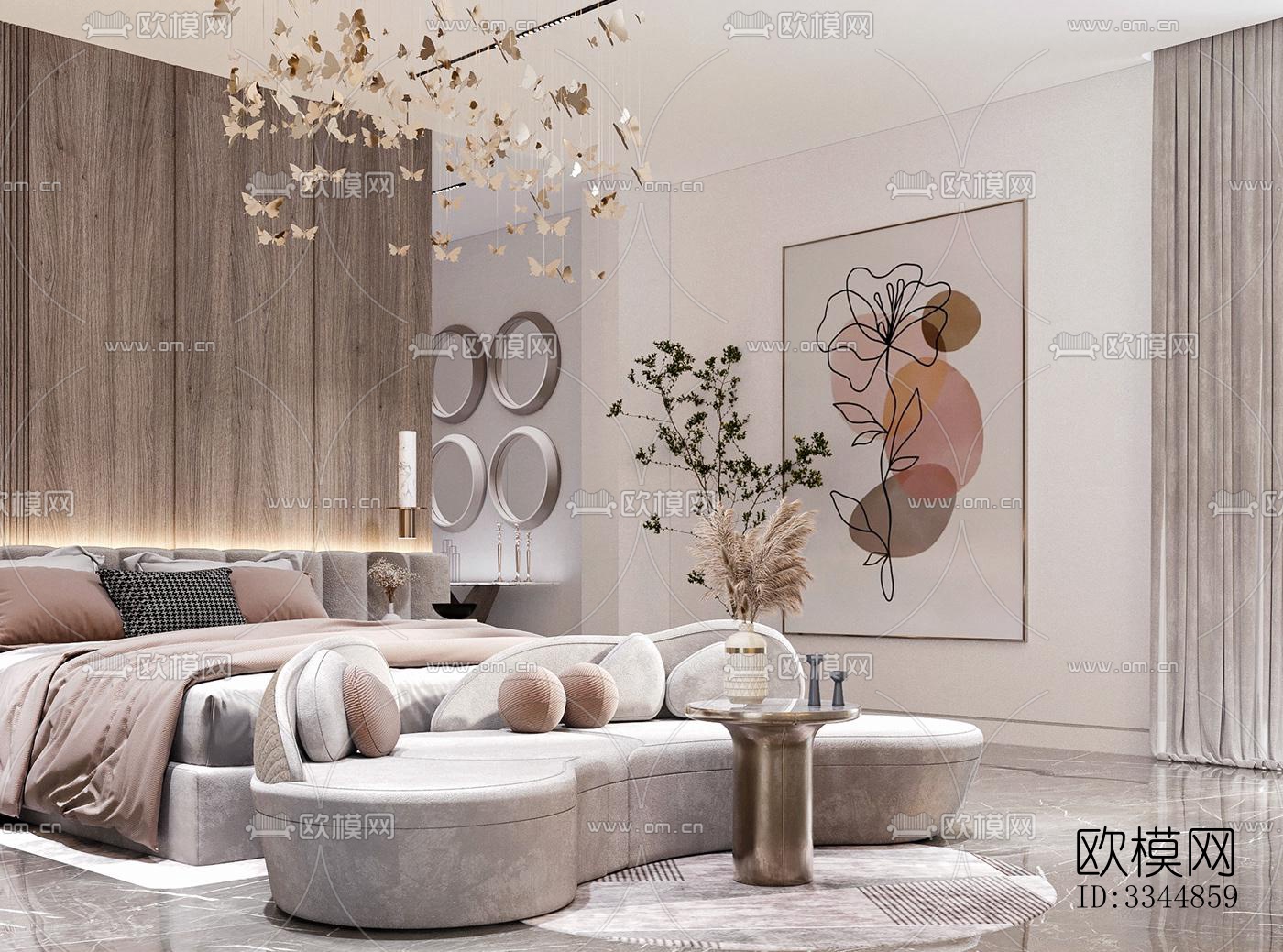 现代卧室效果图下载（渲染图4）