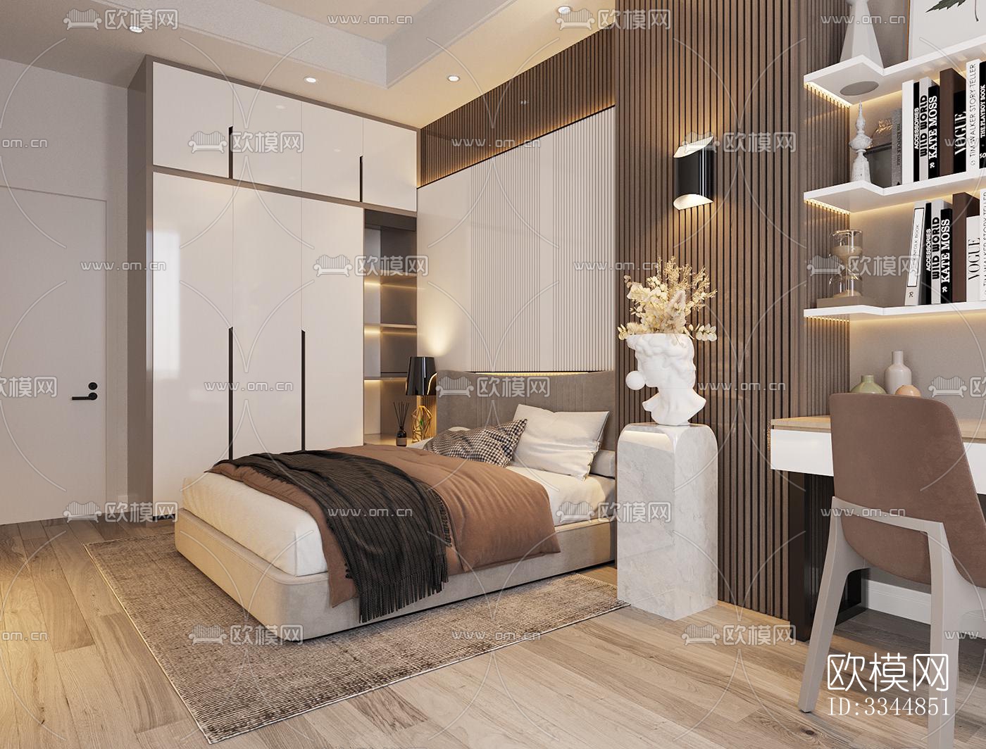 现代卧室效果图下载（渲染图3）
