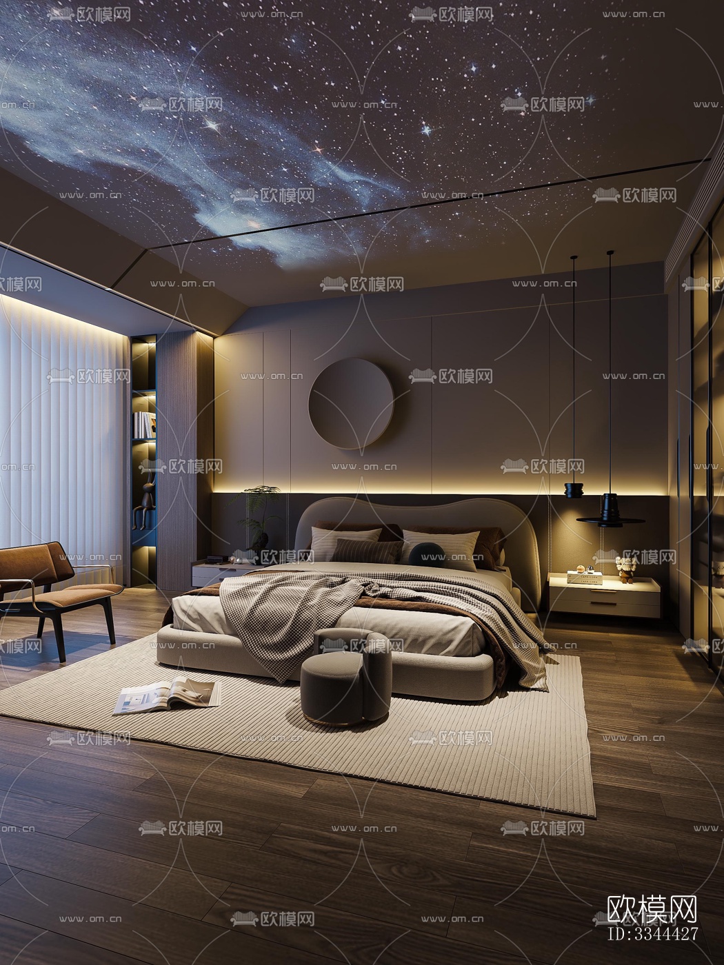 现代卧室效果图下载（渲染图13）