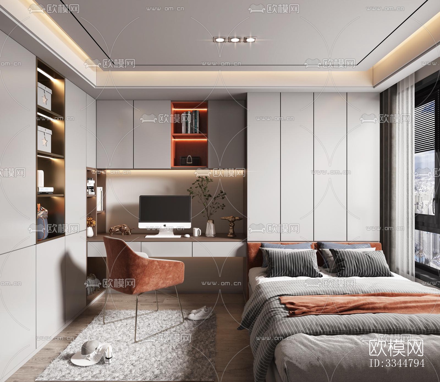 现代卧室效果图下载（渲染图3）