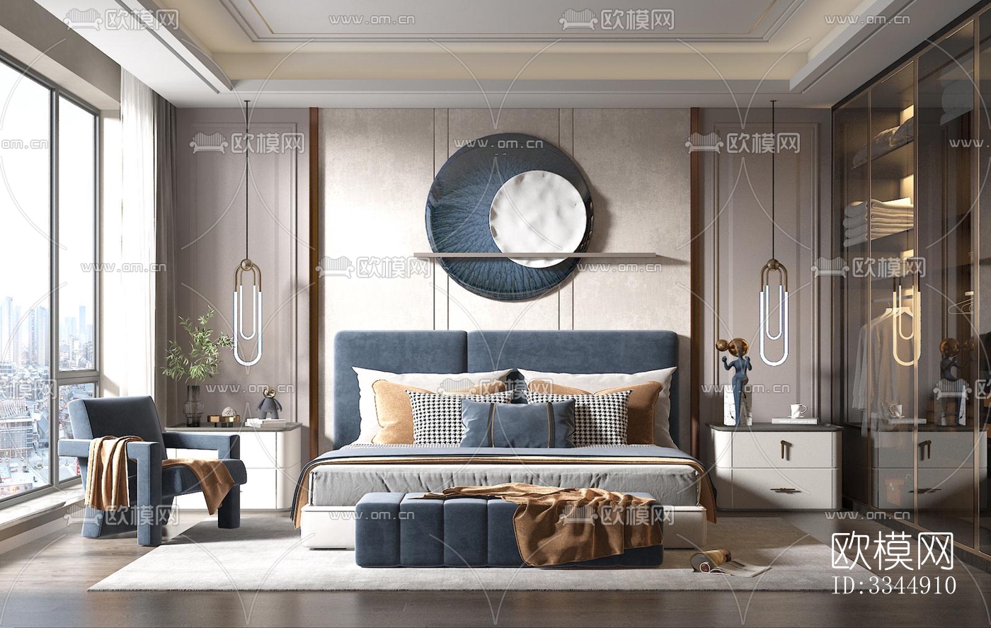 现代卧室效果图下载（渲染图7）