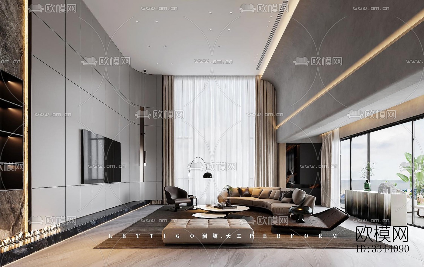 现代别墅效果图下载（渲染图1）