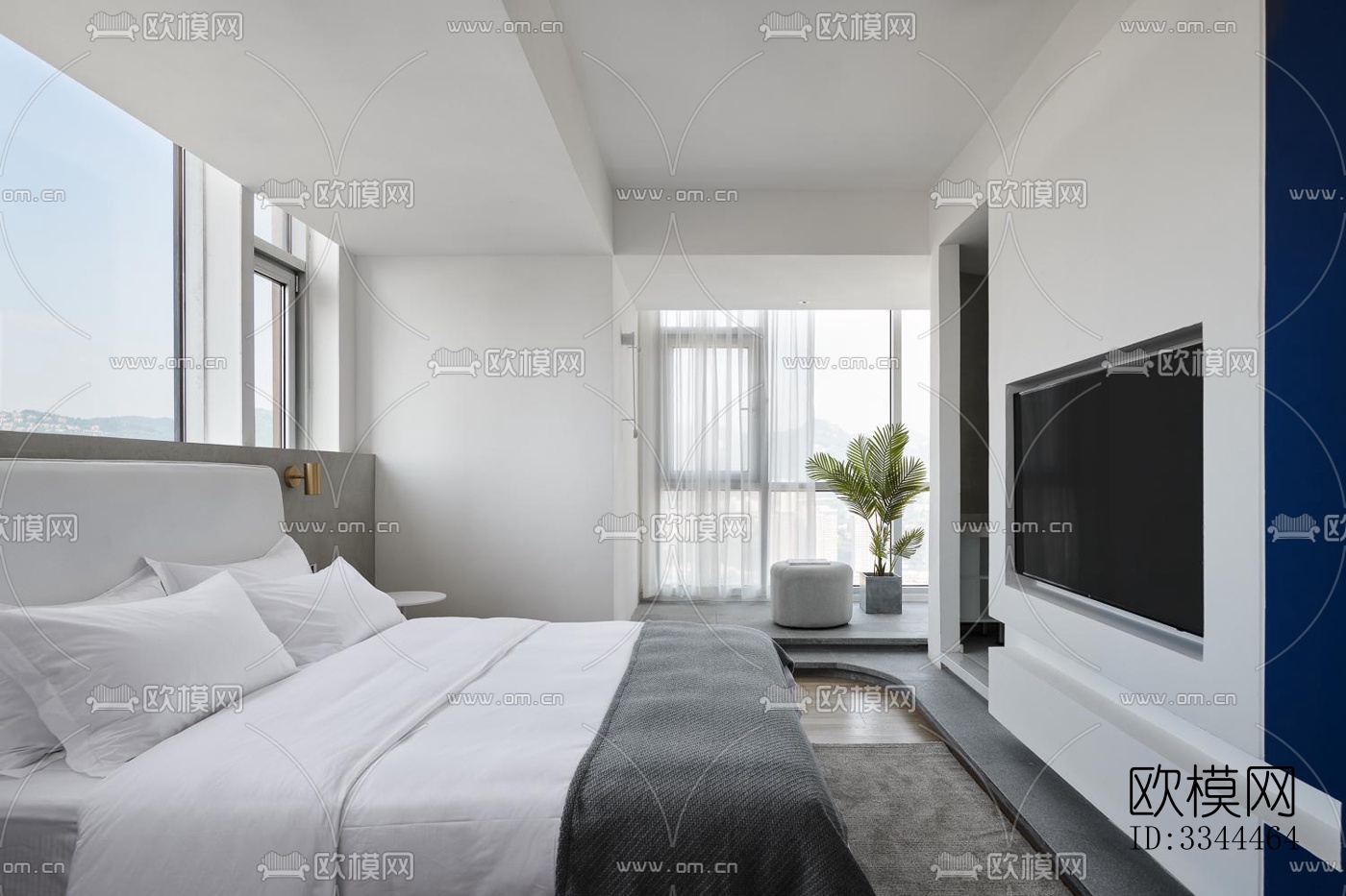 现代卧室效果图下载（渲染图12）