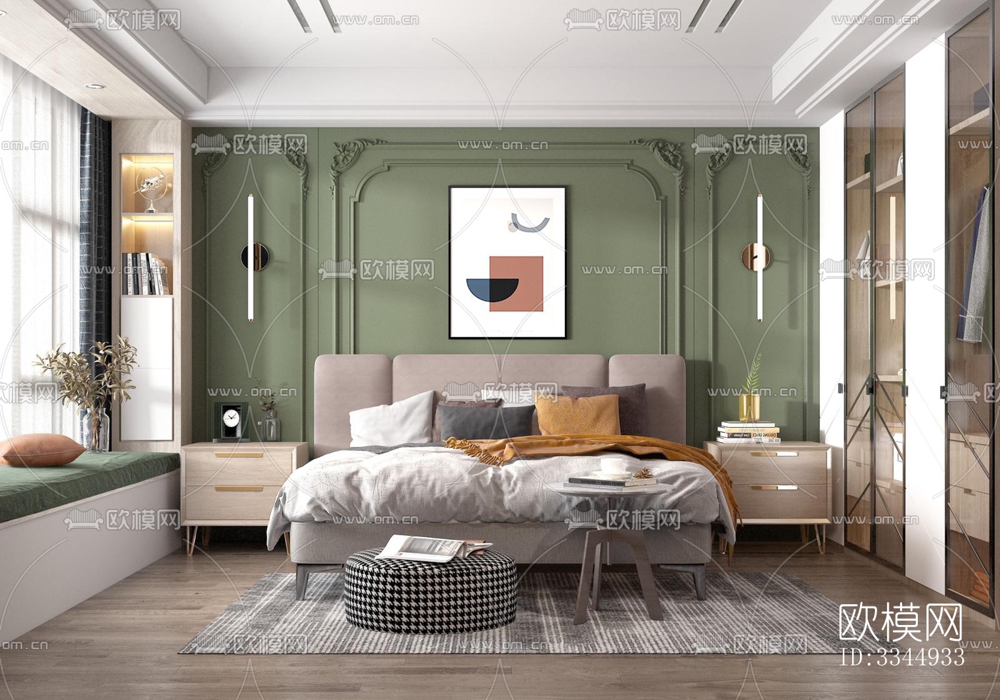 现代卧室效果图下载（渲染图8）