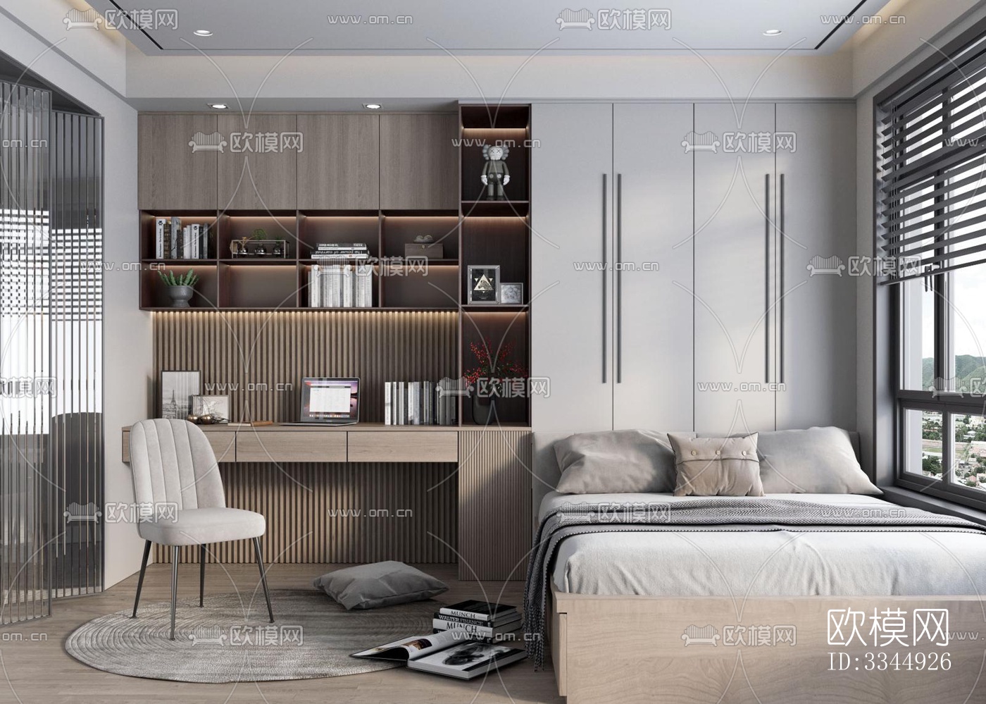 现代卧室效果图下载（渲染图13）