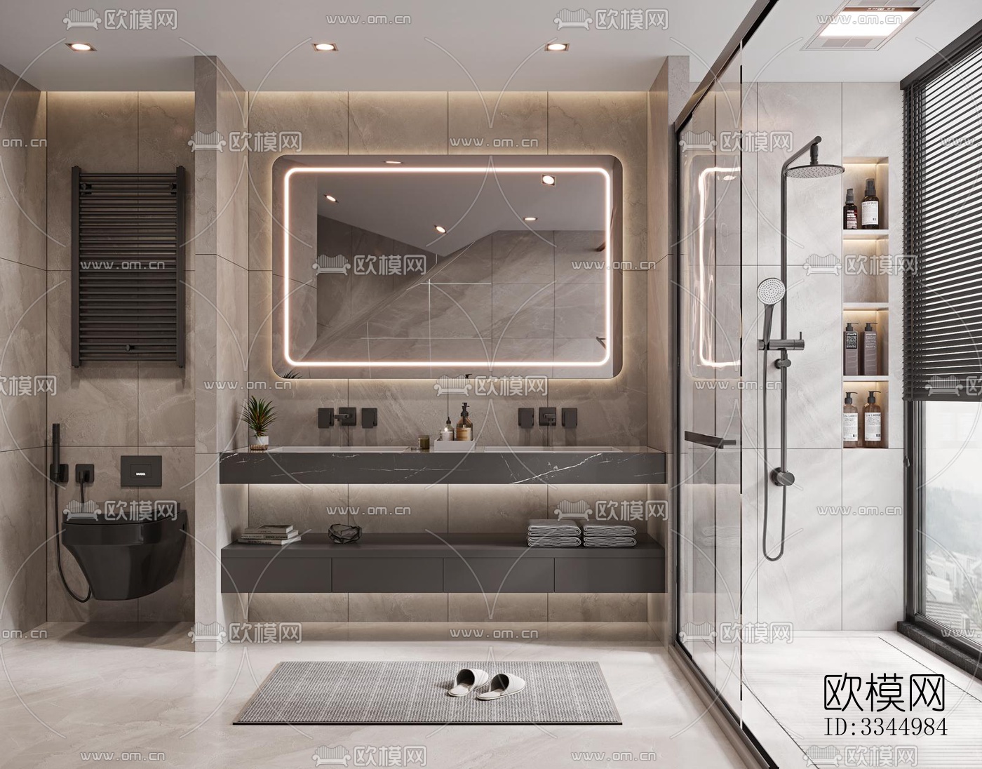 现代卫生间效果图下载（渲染图5）