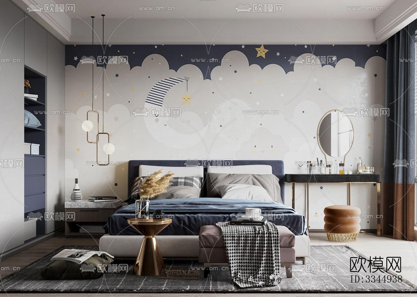 现代卧室效果图下载（渲染图10）