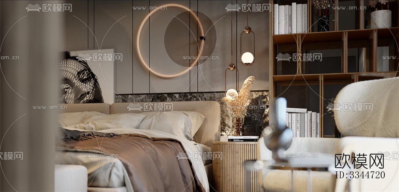 现代卧室效果图下载（渲染图2）