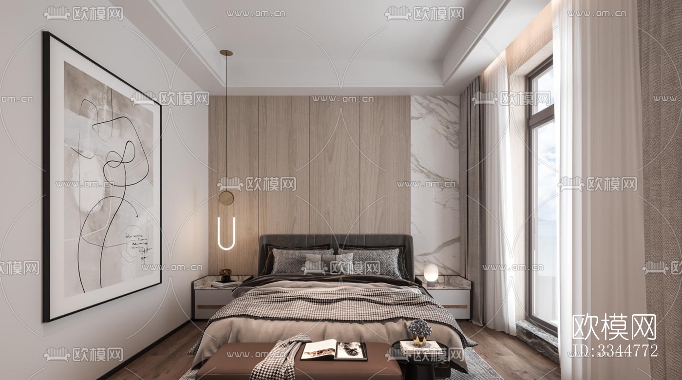 现代卧室效果图下载（渲染图6）