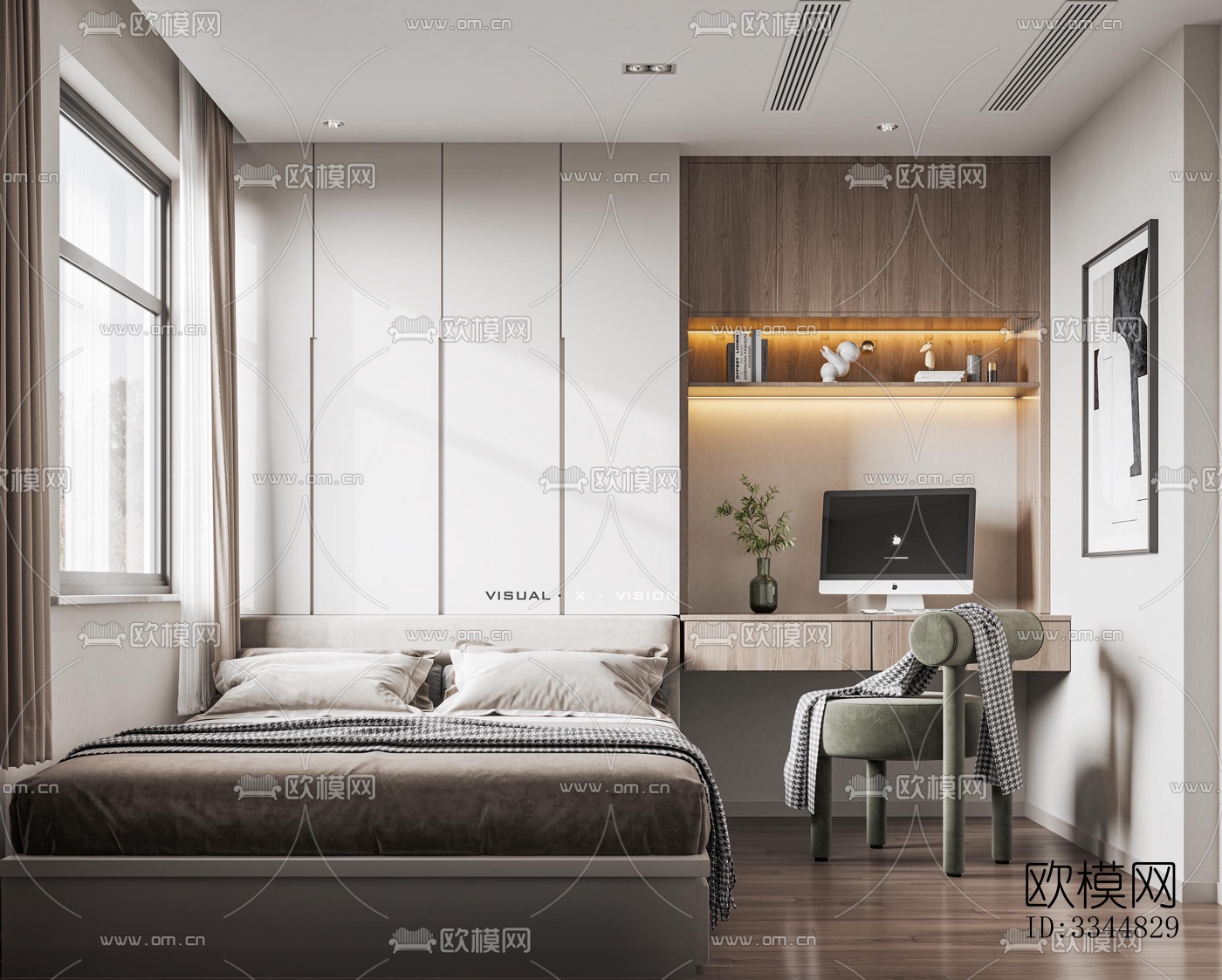 现代卧室效果图下载（渲染图6）