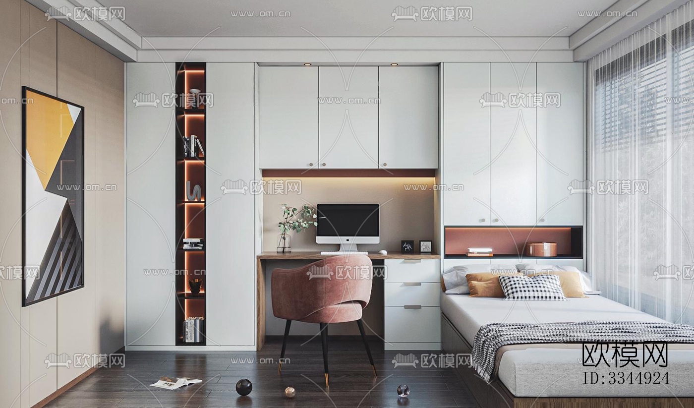现代卧室效果图下载（渲染图9）