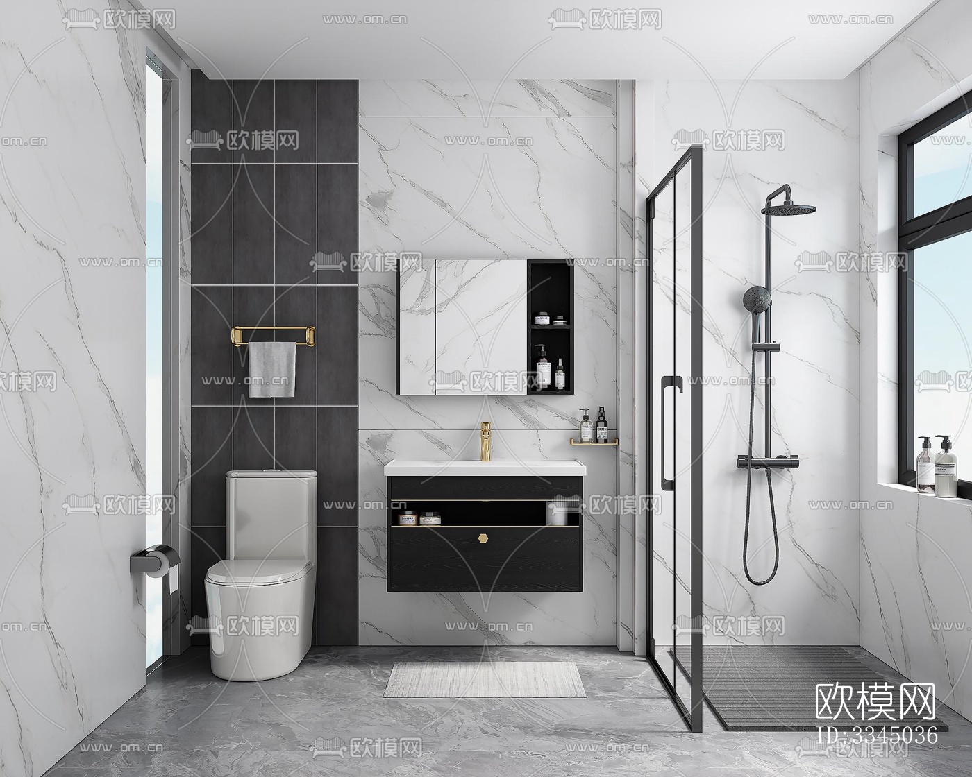 现代卫生间效果图下载（渲染图4）