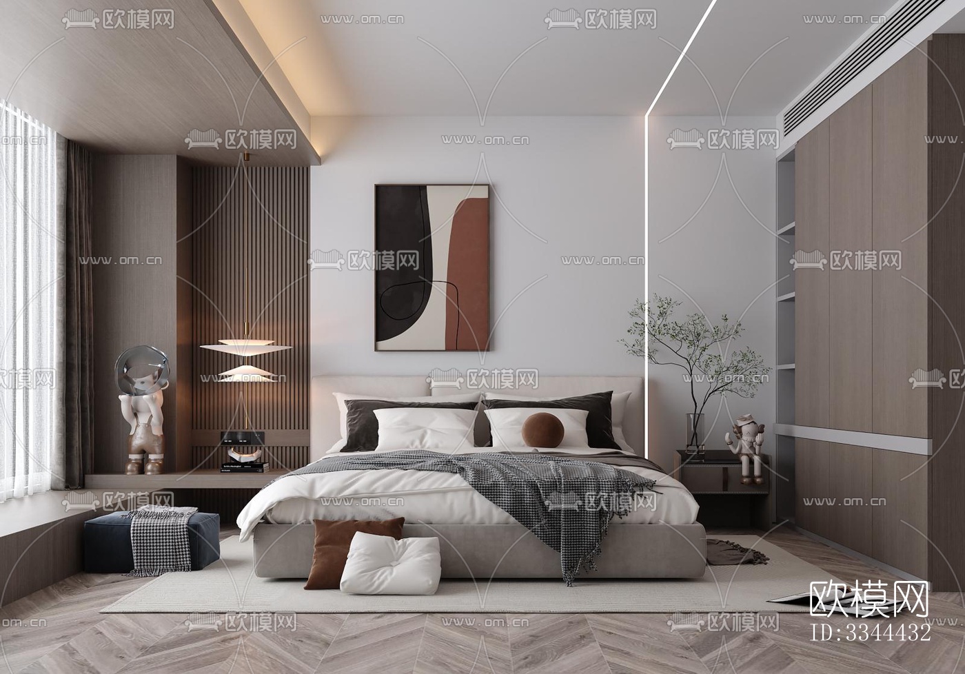 现代卧室效果图下载（渲染图7）