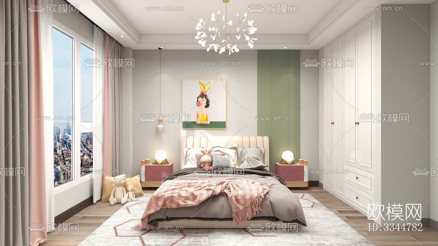 现代卧室效果图下载（渲染图7）