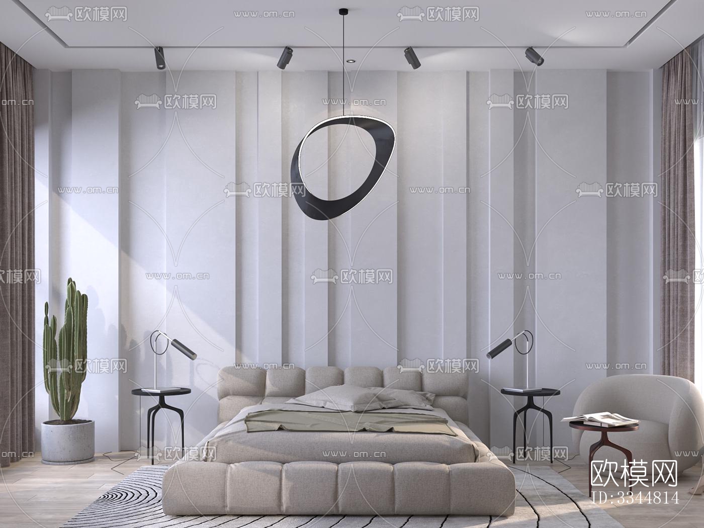 现代卧室效果图下载（渲染图2）