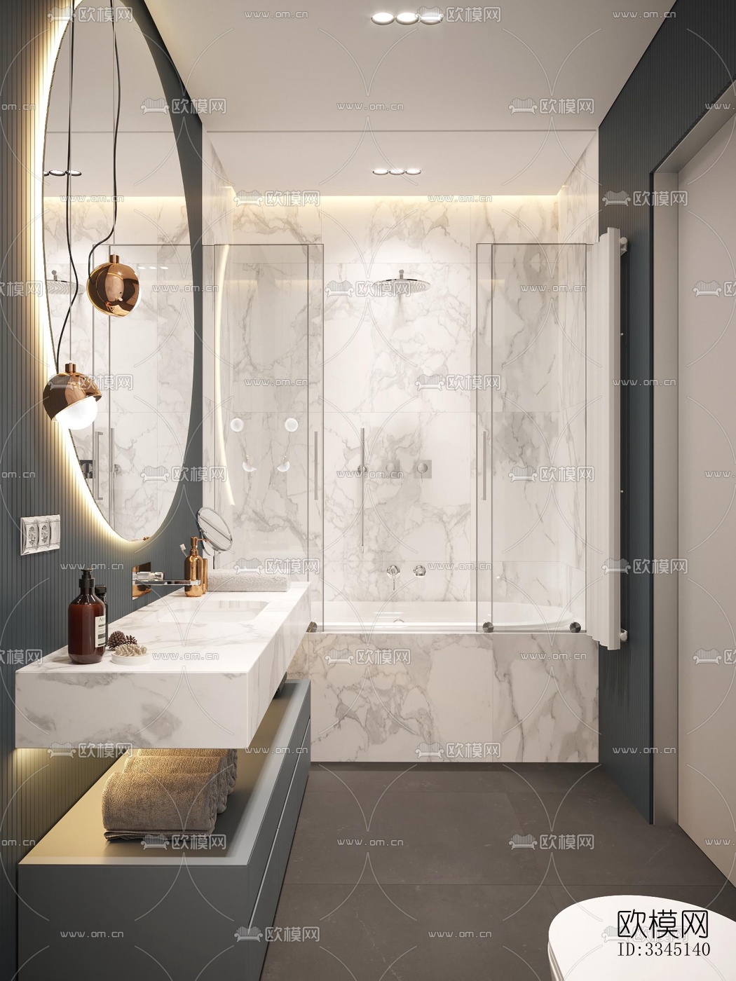 现代卫生间效果图下载（渲染图1）