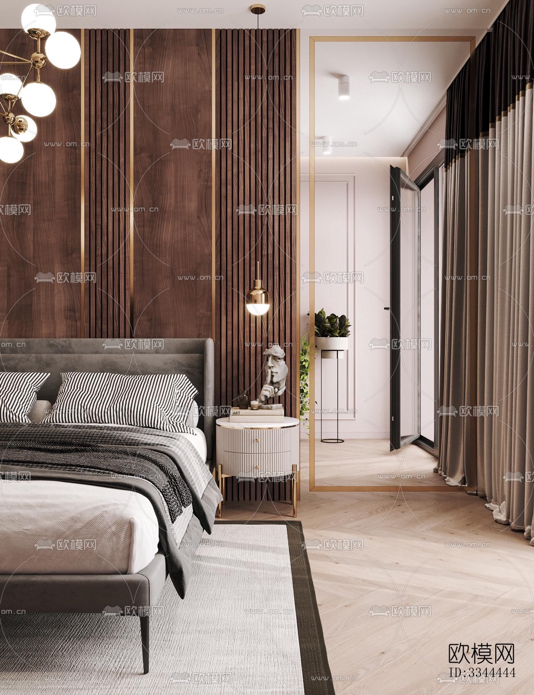 现代卧室效果图下载（渲染图5）