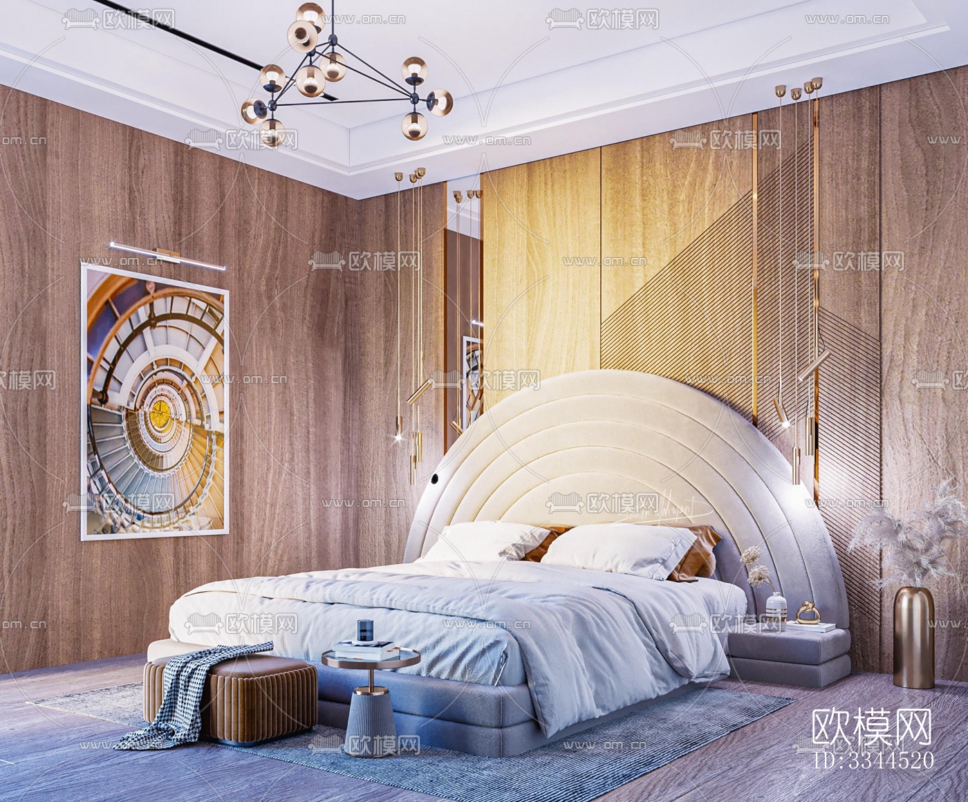 现代卧室效果图下载（渲染图1）
