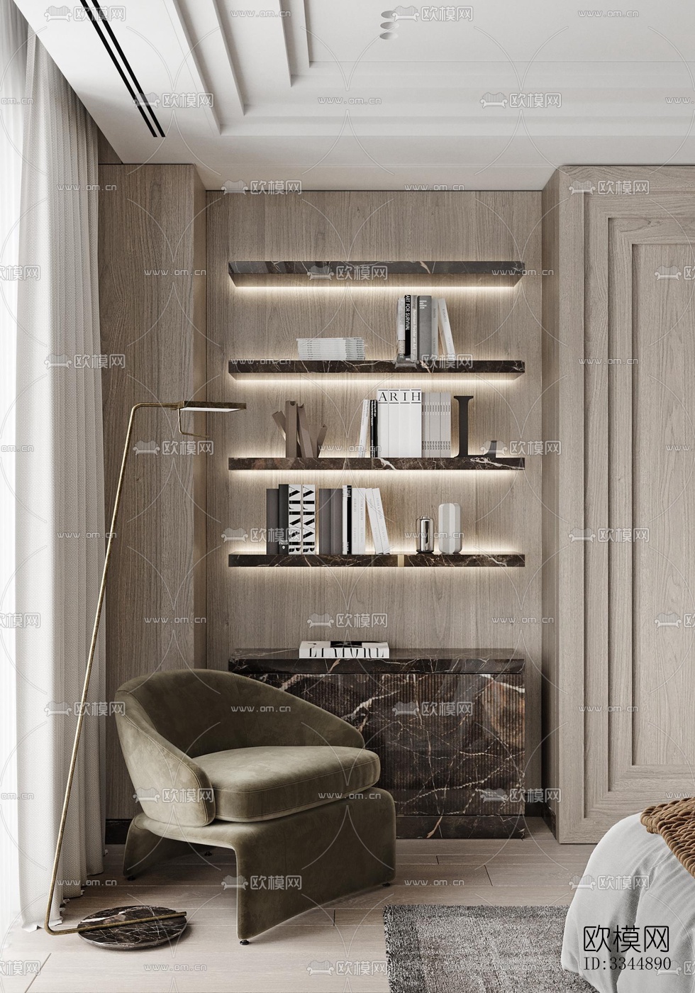 现代卧室效果图下载（渲染图9）