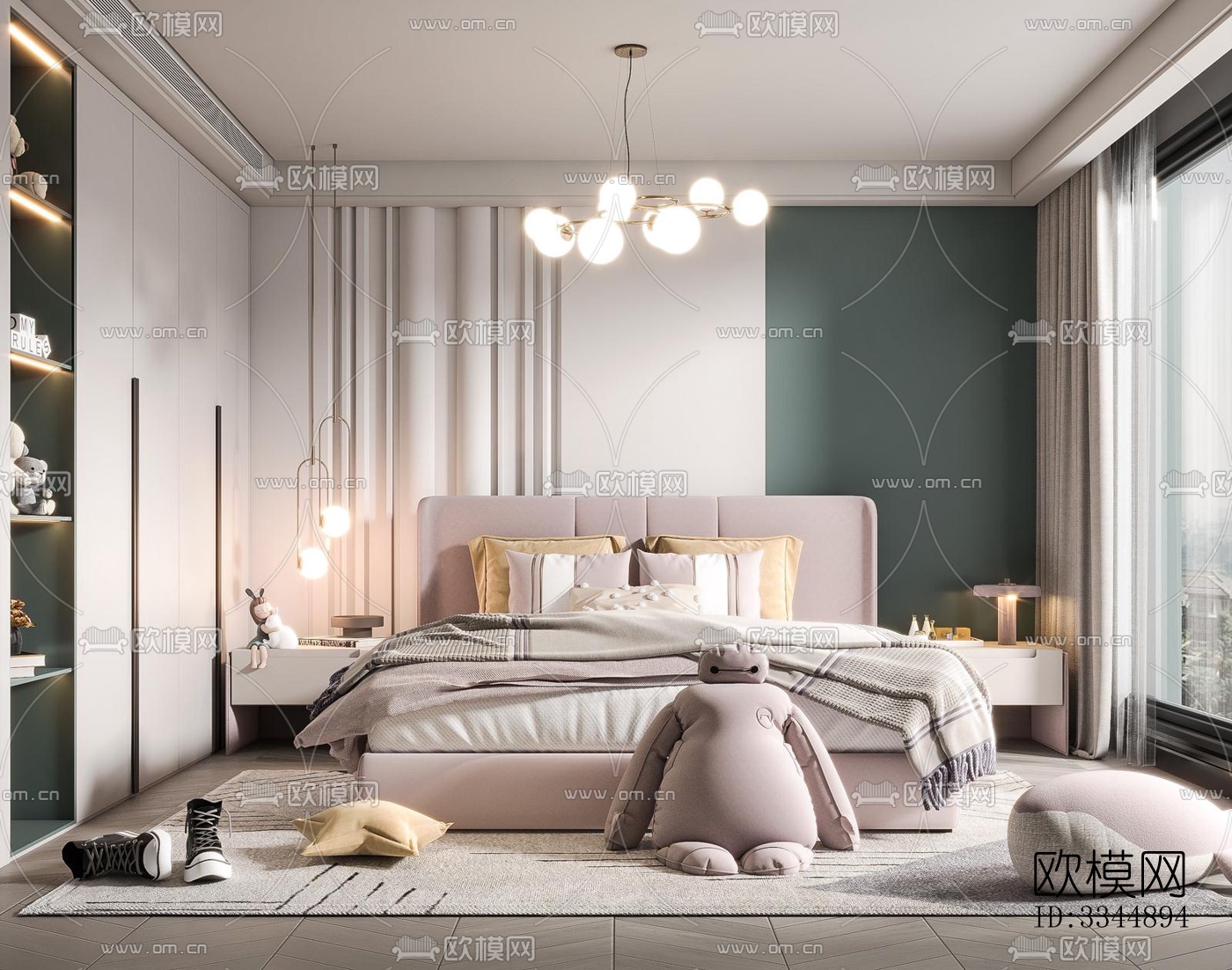 现代卧室效果图下载（渲染图2）