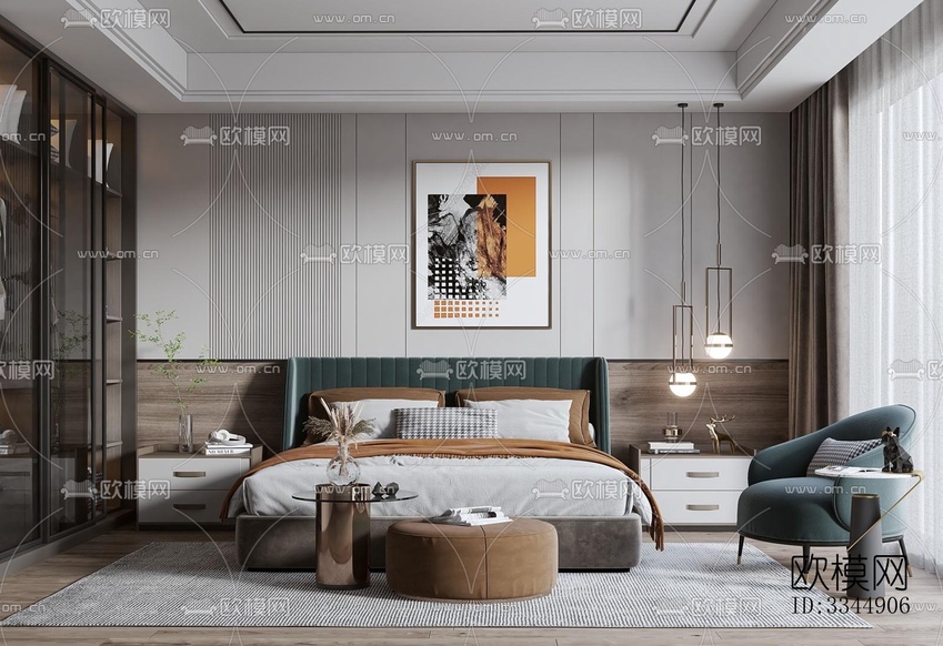 現(xiàn)代臥室效果圖下載(渲染圖3)