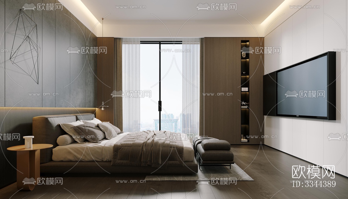 现代卧室效果图下载（渲染图5）