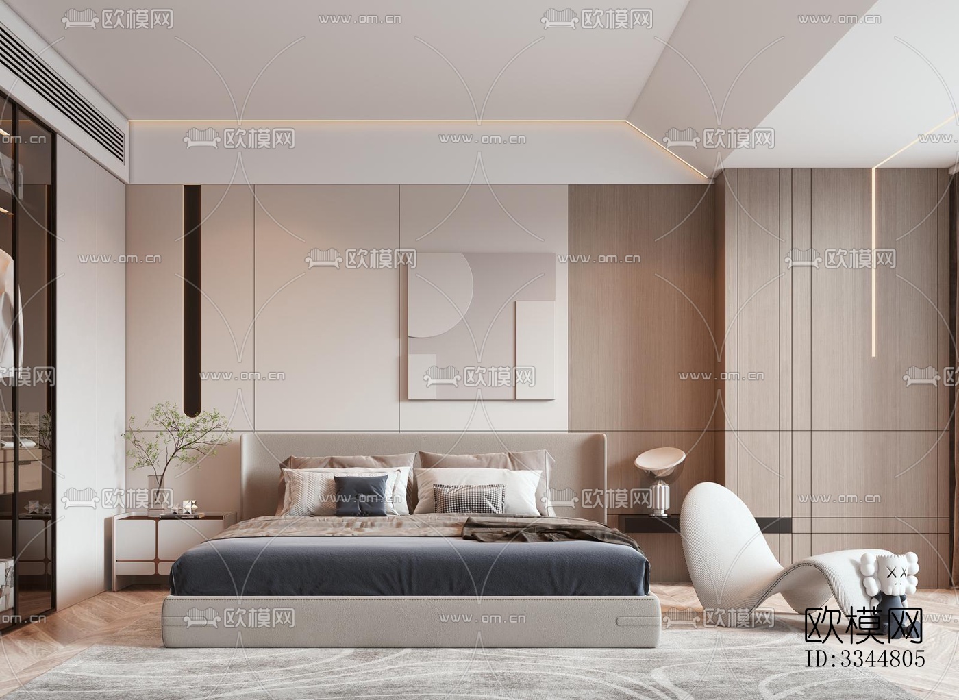 现代卧室效果图下载（渲染图3）