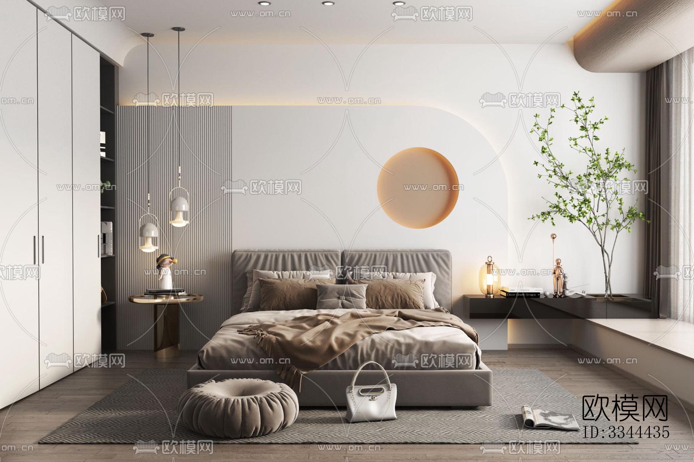 现代卧室效果图下载（渲染图4）