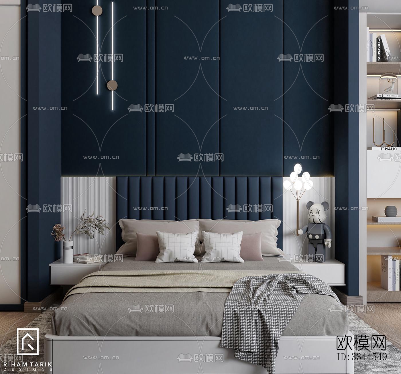 现代卧室效果图下载（渲染图3）