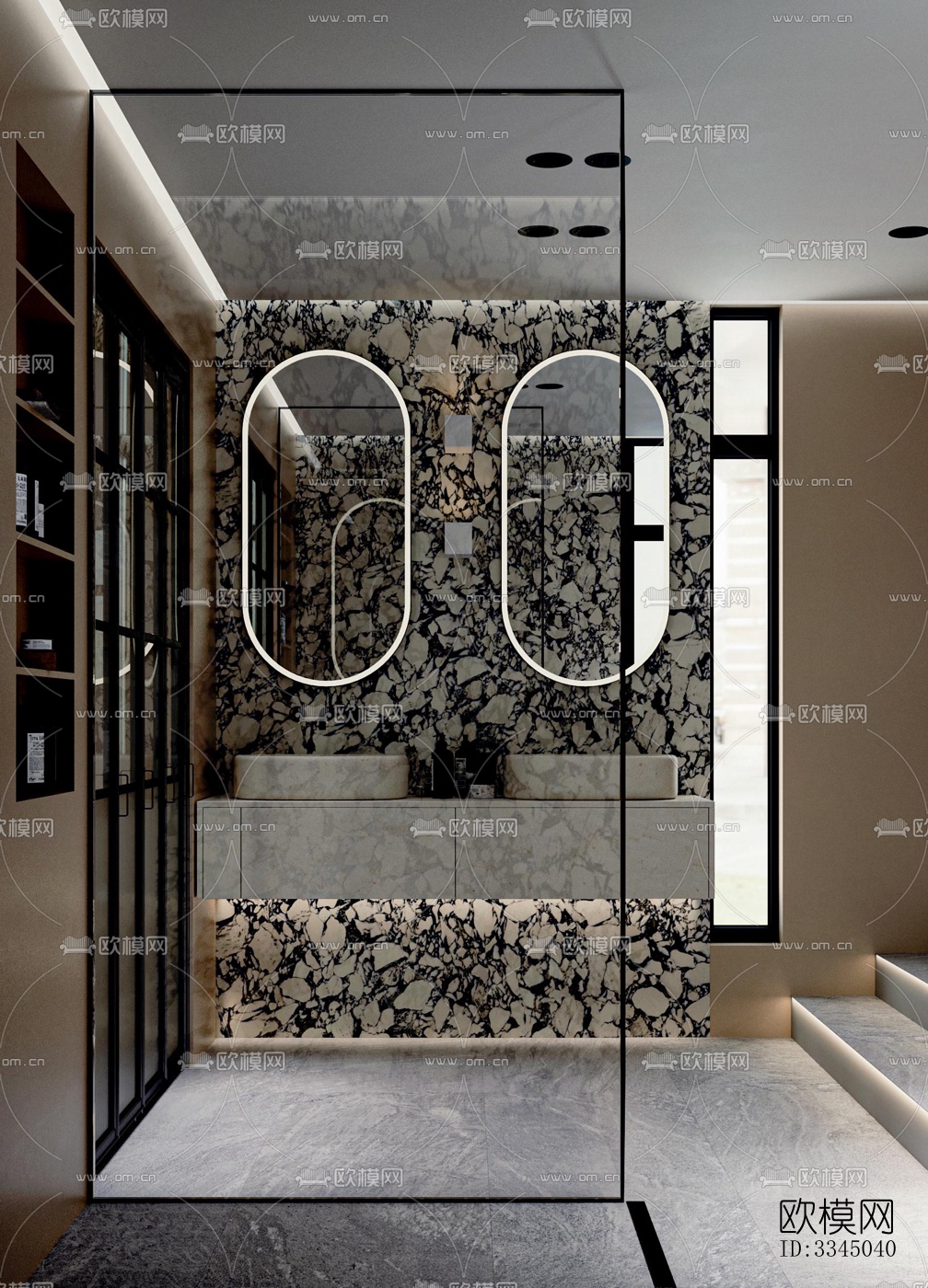 现代卫生间效果图下载（渲染图1）