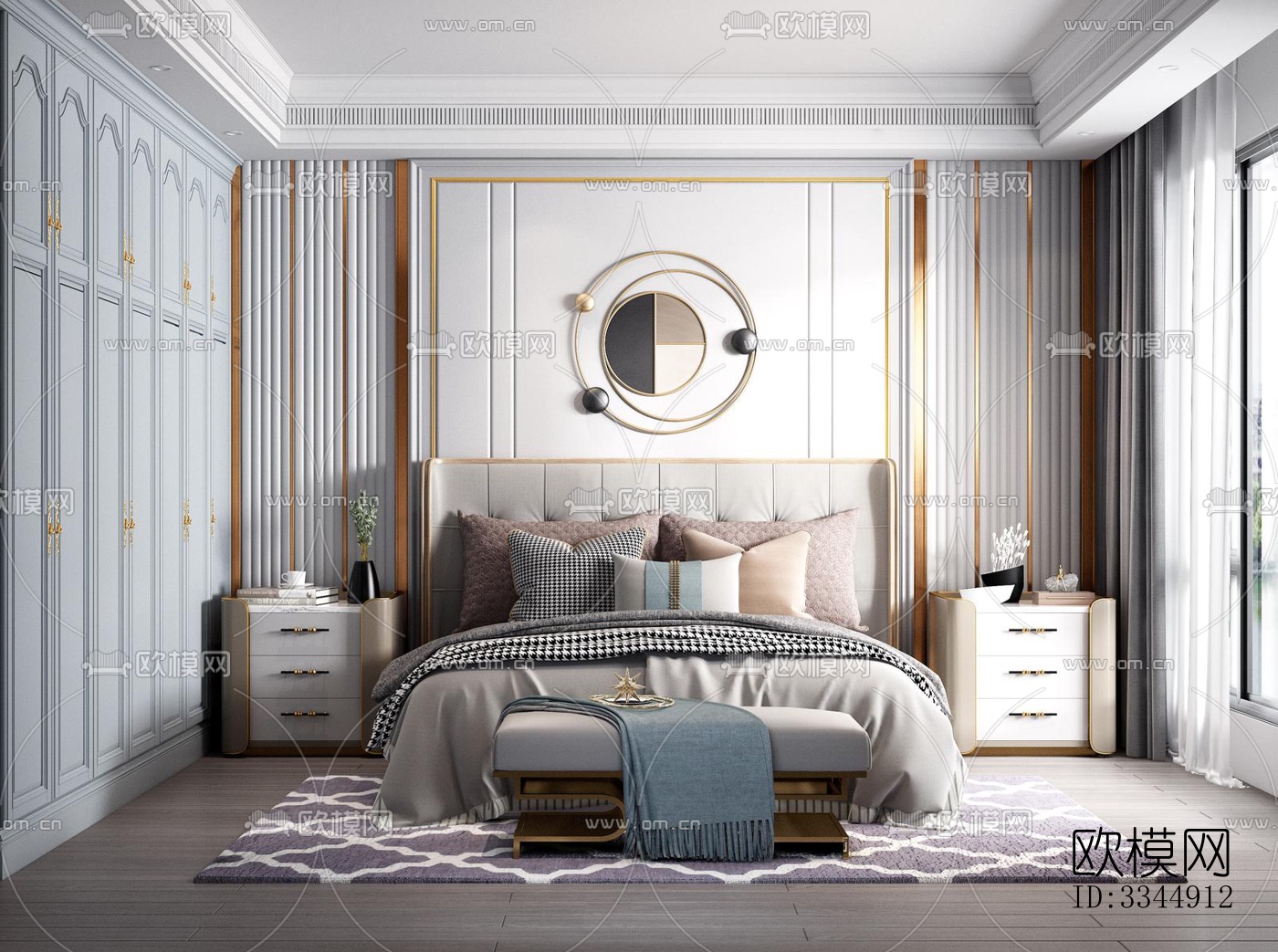 现代卧室效果图下载（渲染图8）