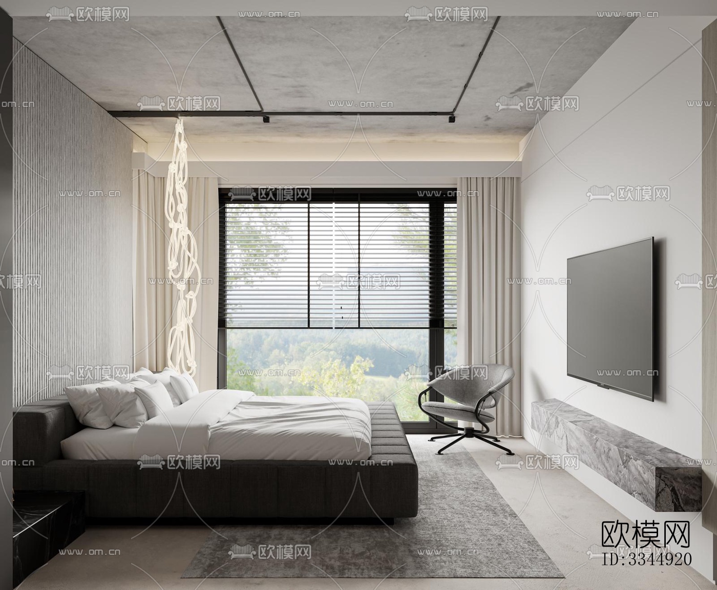 现代卧室效果图下载（渲染图2）