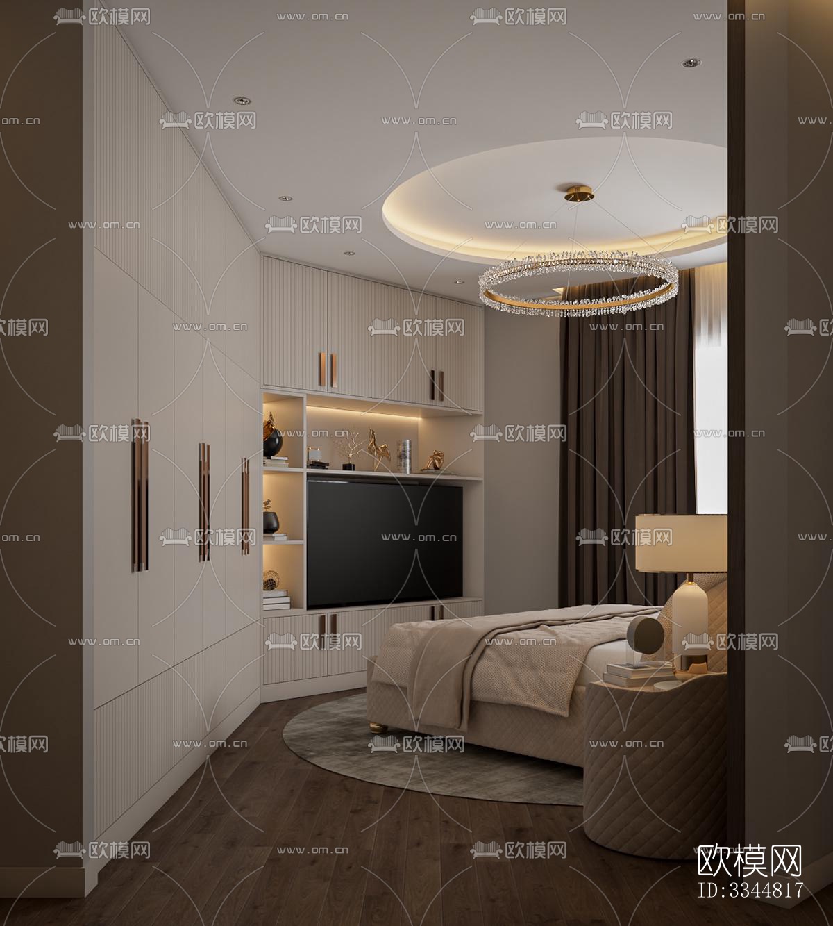 现代卧室效果图下载（渲染图3）