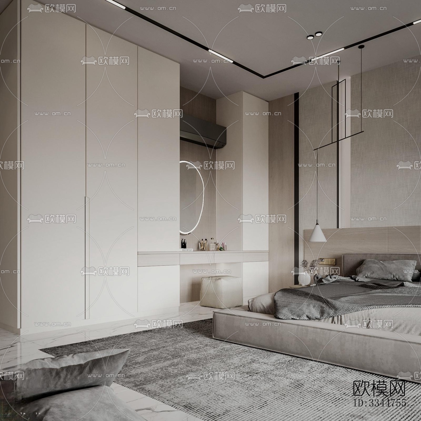 现代卧室效果图下载（渲染图3）