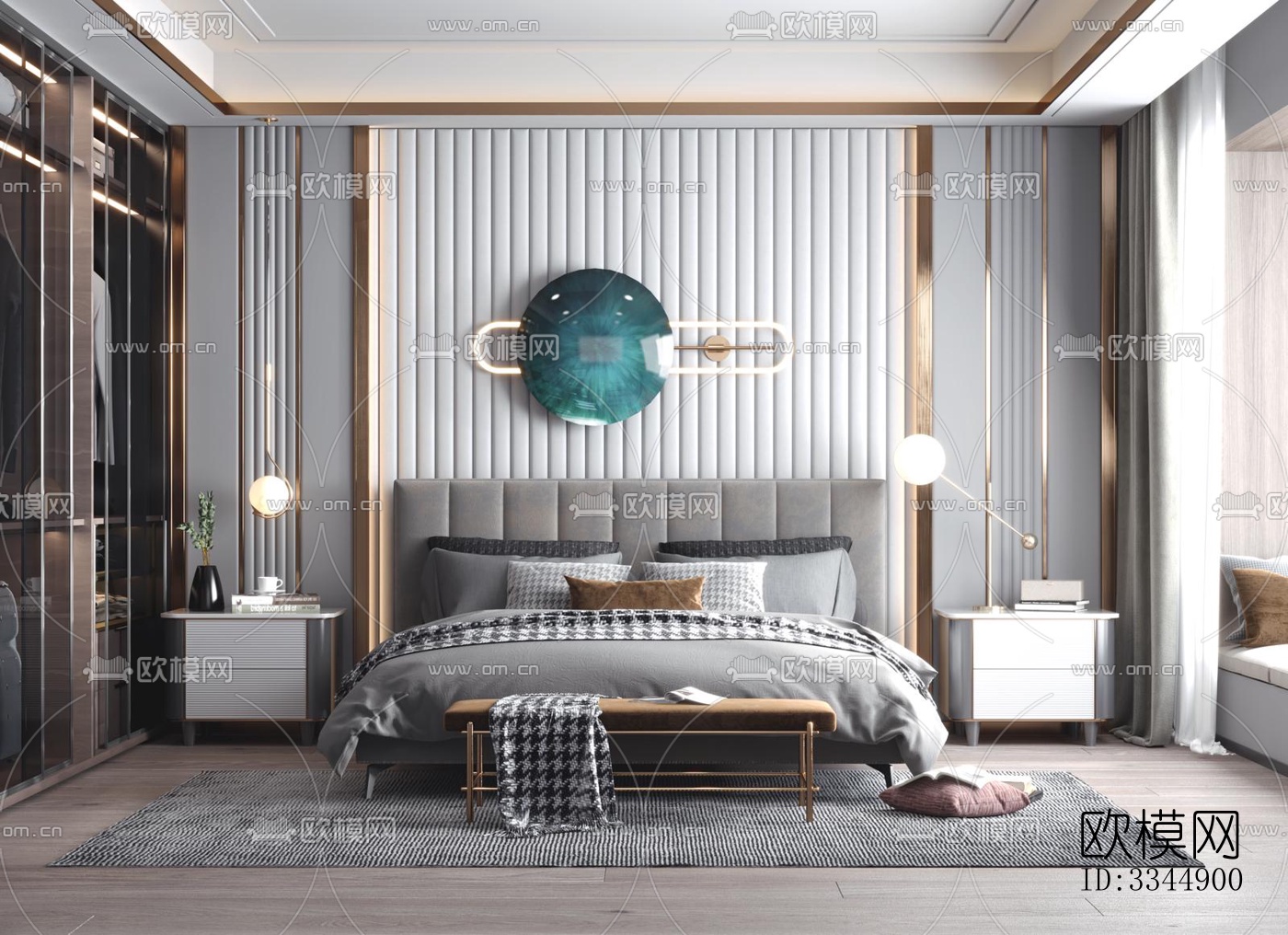 现代卧室效果图下载（渲染图9）