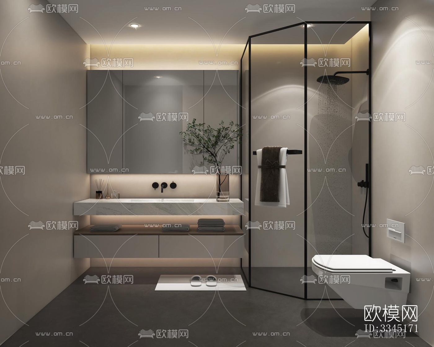 现代卫生间效果图下载（渲染图8）
