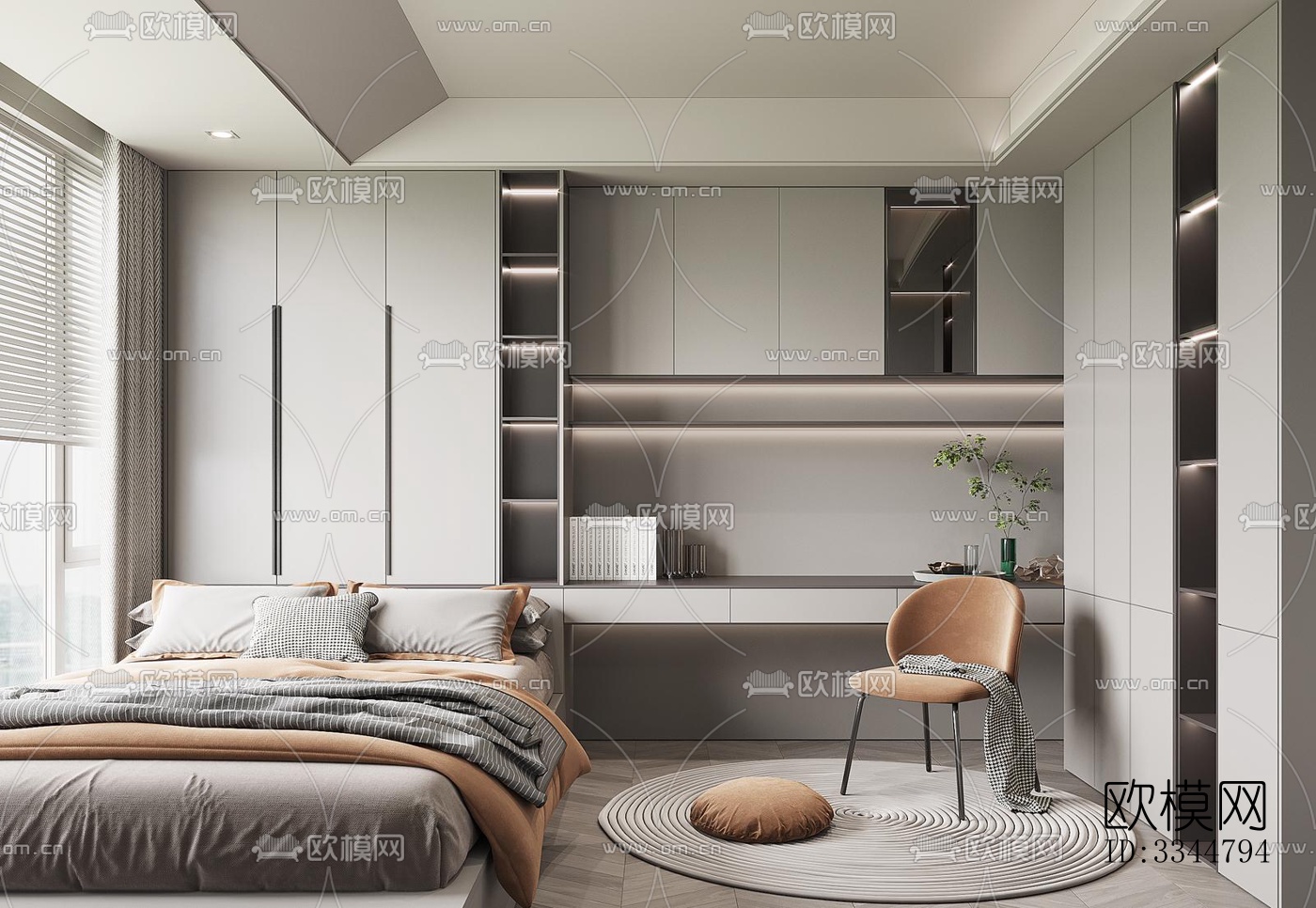 现代卧室效果图下载（渲染图4）