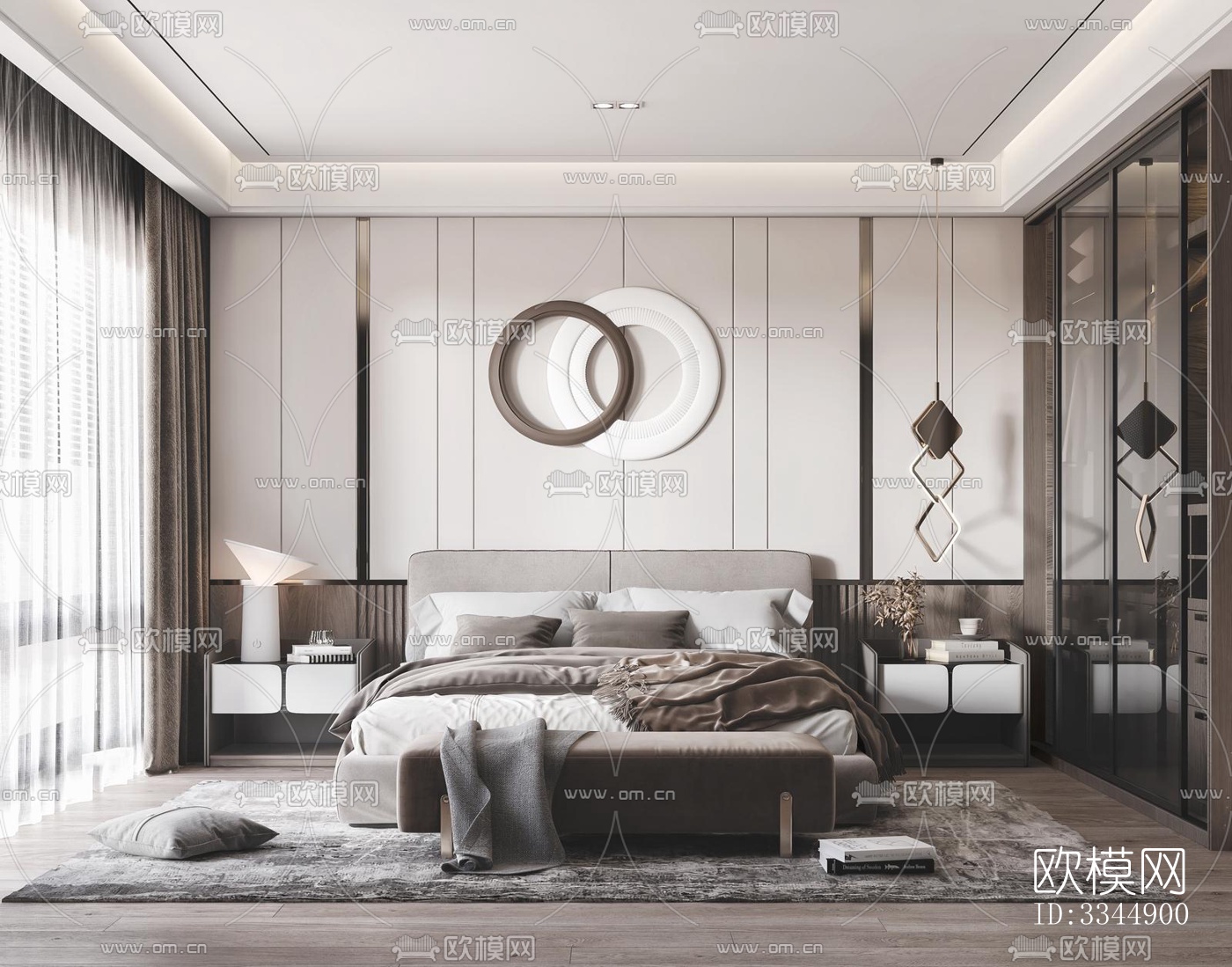 现代卧室效果图下载（渲染图12）