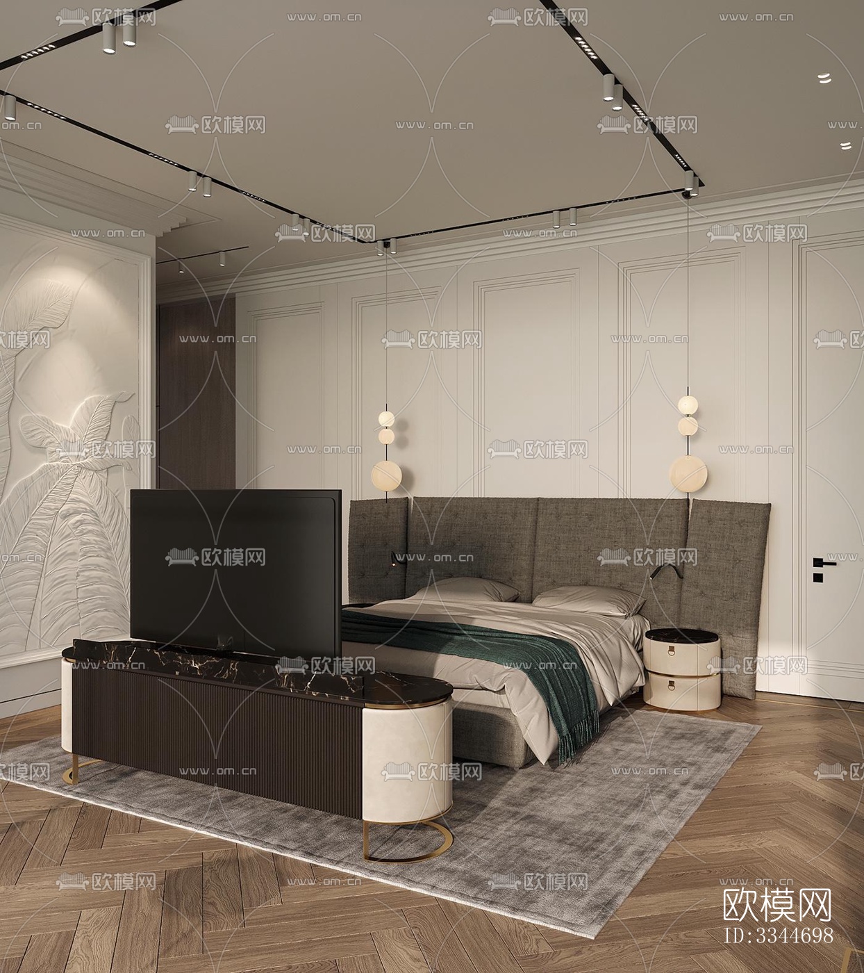 现代卧室效果图下载（渲染图4）
