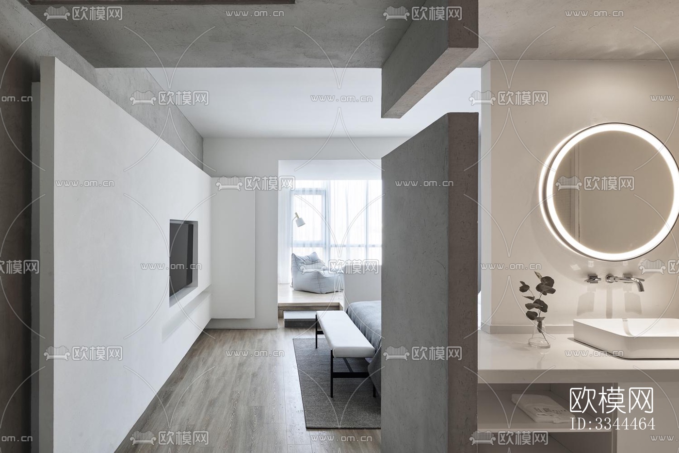 现代卧室效果图下载（渲染图11）